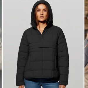 Classic Black Hooded Puffer Pullover Jacket